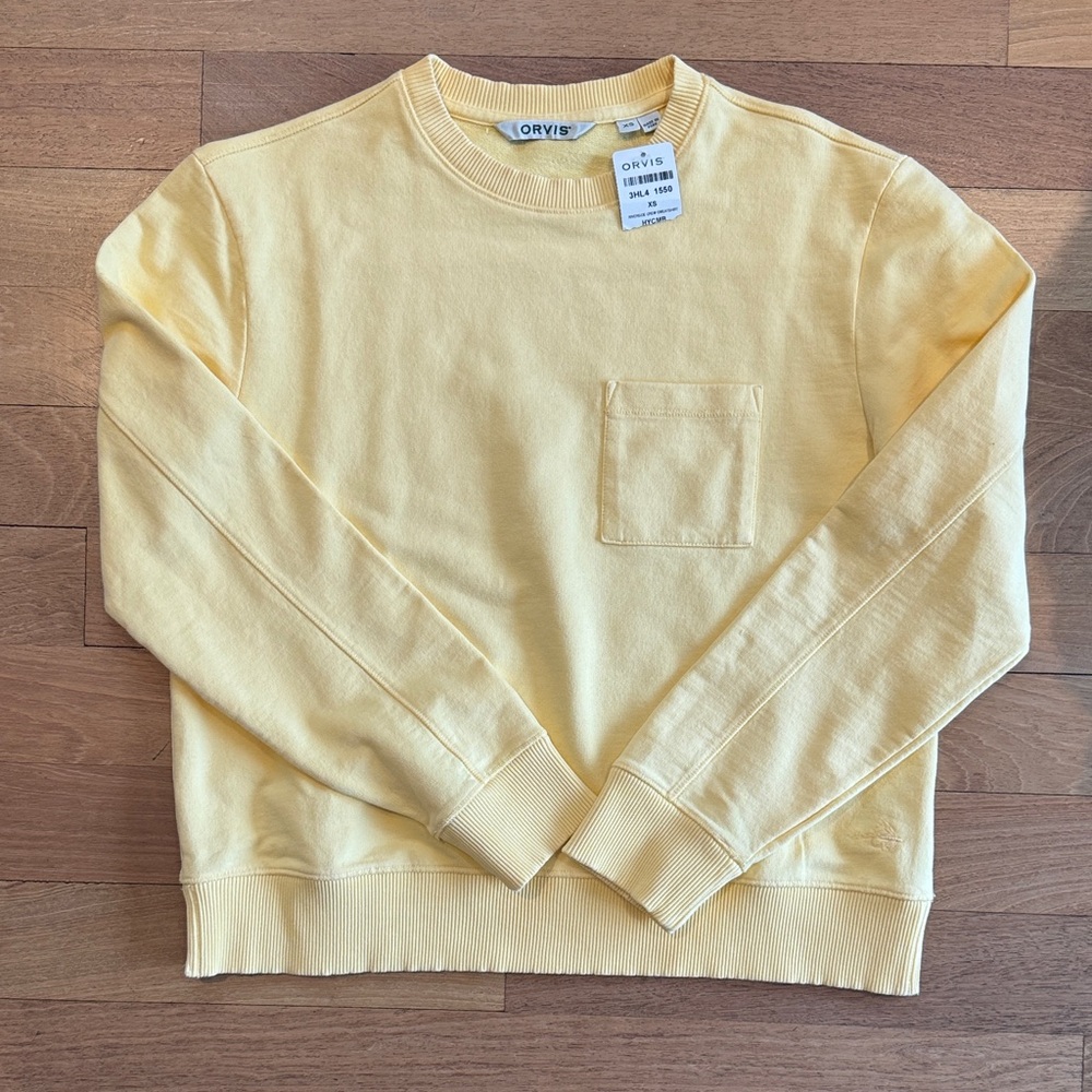Orvis women's cotton Yellow Crewneck Sweater